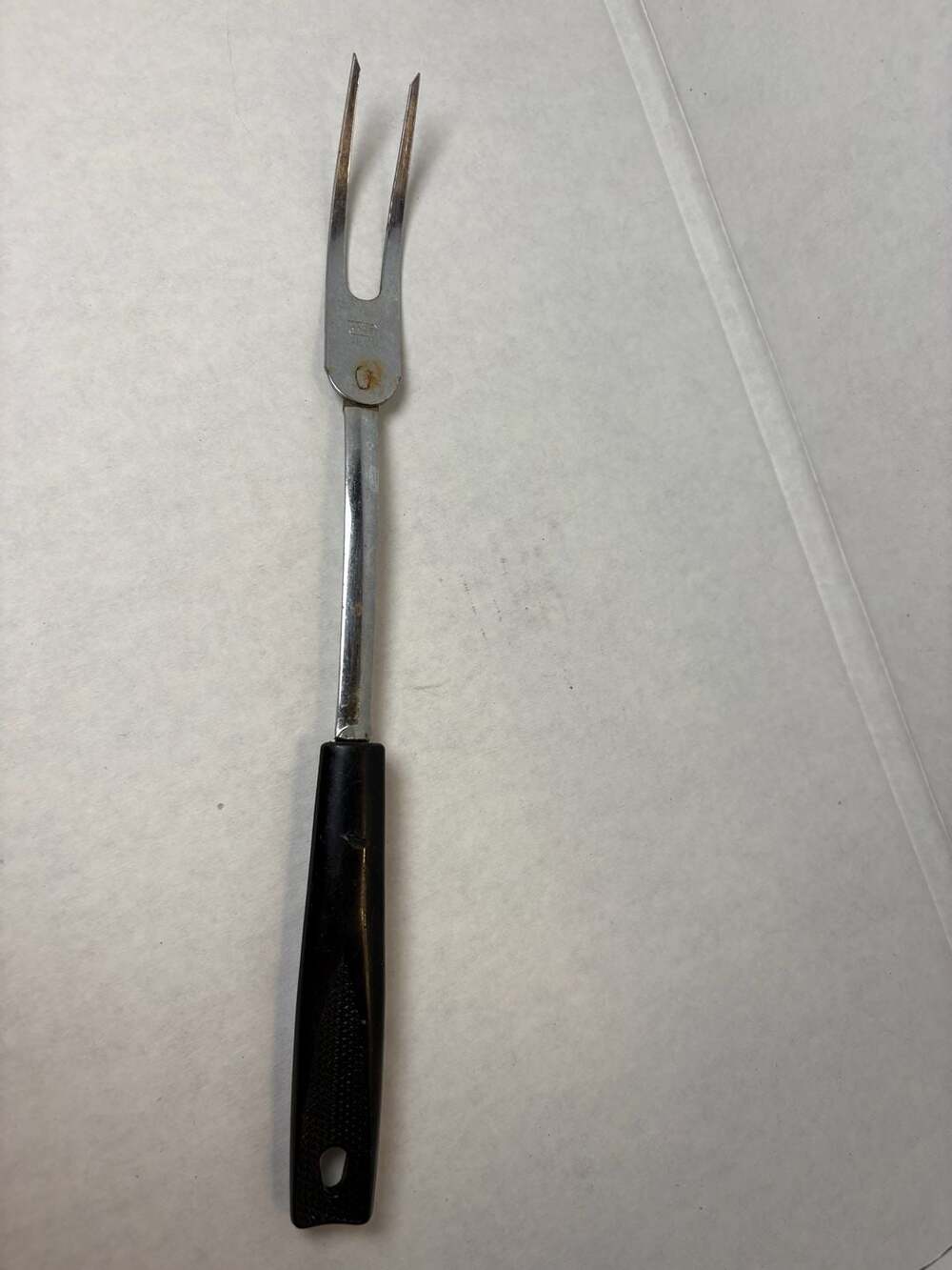 Vintage EKCO Two Prong Meat Serving Fork with Black Plastic Handle